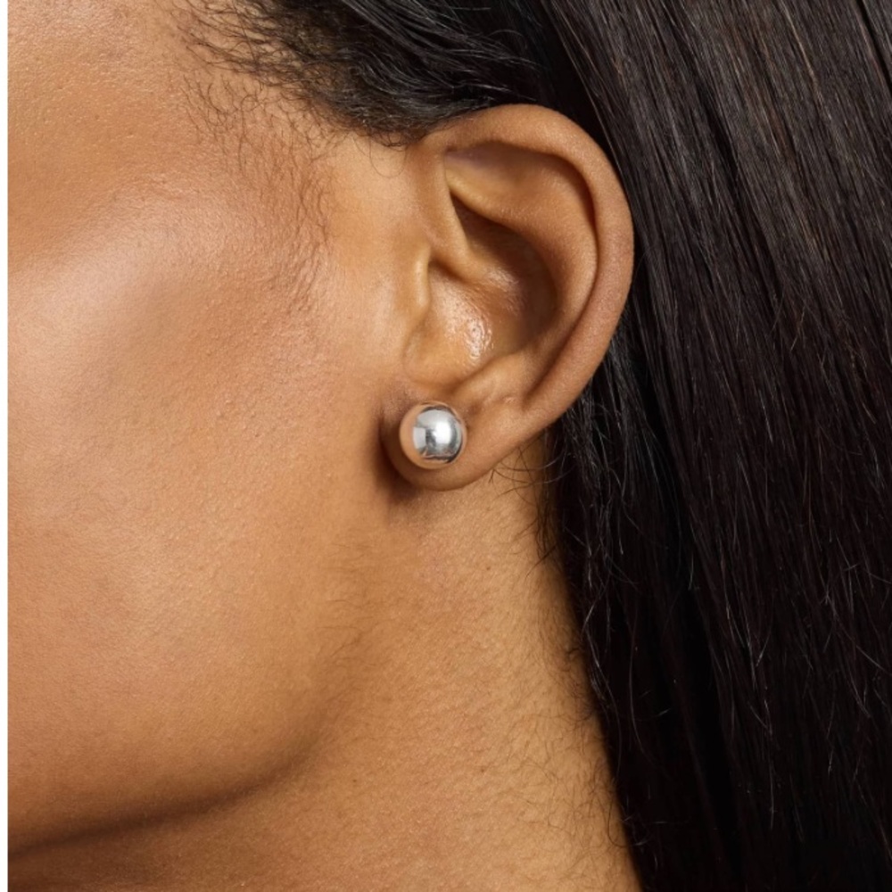 Blue Nile Ball Stud Earrings In Sterling Silver (10mm) - Picture 3 of 8